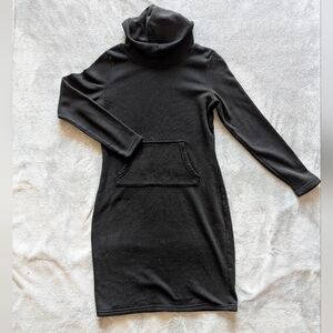 Black Hooded Sweatshirt Dress - M